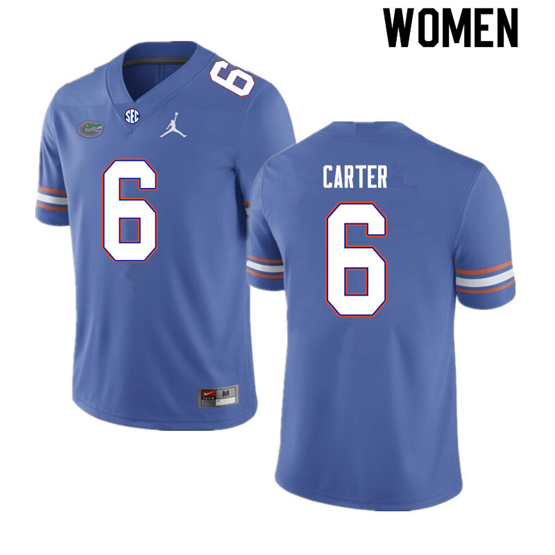 Women #6 Zachary Carter Florida Gators College Football Jerseys Sale-Royal - Click Image to Close